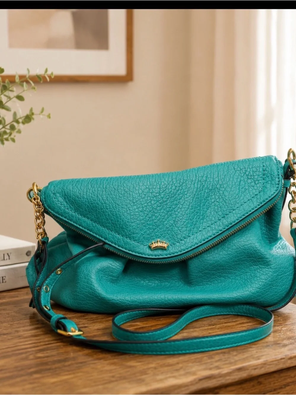 Juicy Couture faux leather teal crossbody bag